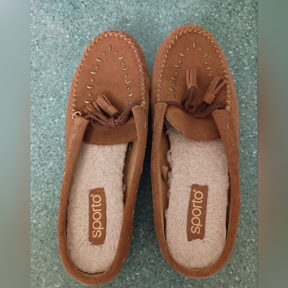 Sporto Brown Genuine Suede mule slide sz 8 - Picture 1 of 5